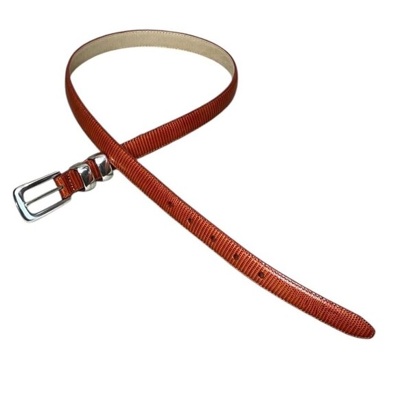 Brighton Leather Belt Lizard Embossed Tawny Orange Brown Vintage 90's SZ ML 32‎ - Picture 6 of 7
